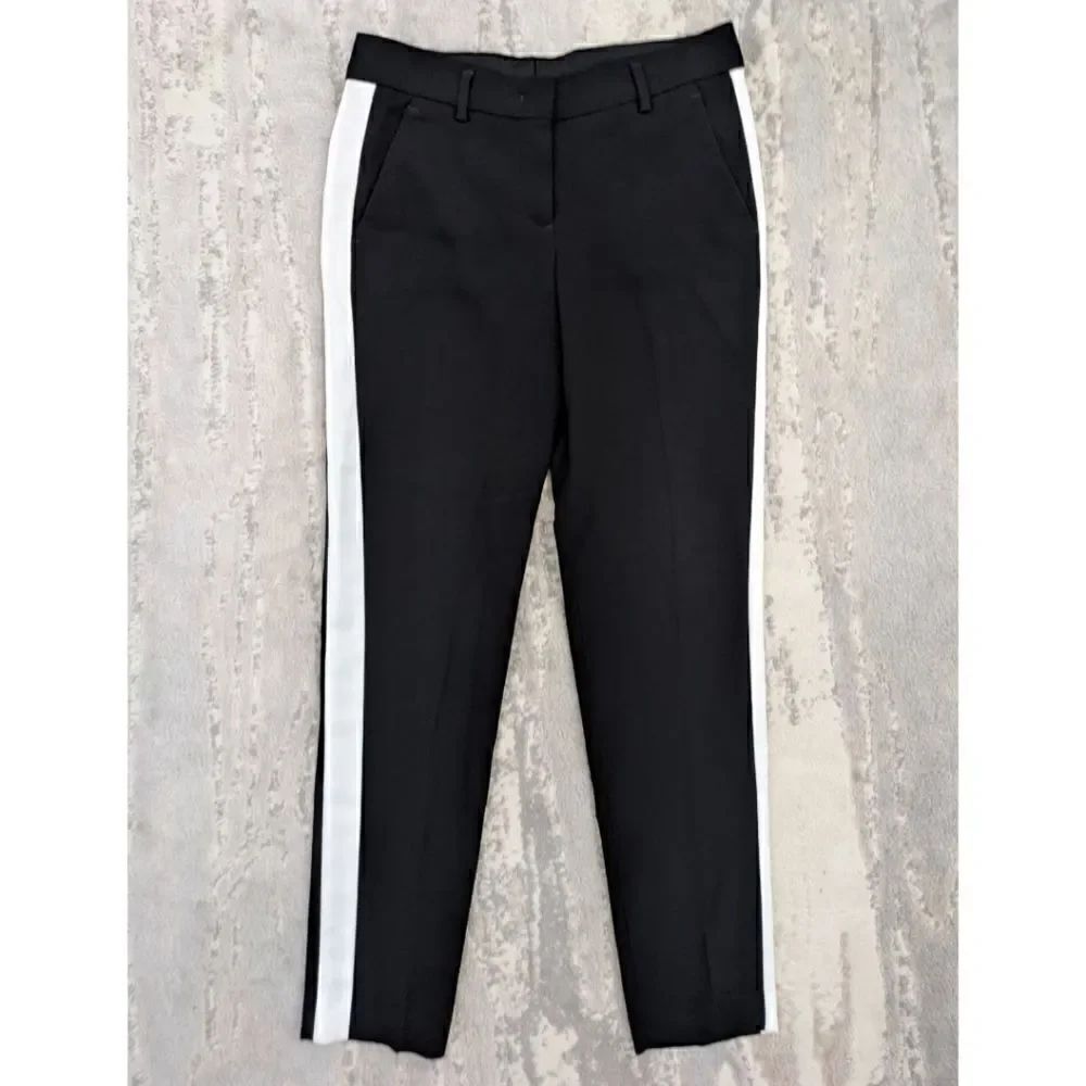 Aritzia Babaton Women's Dexter Trousers with side stripe- Black/White Size 0